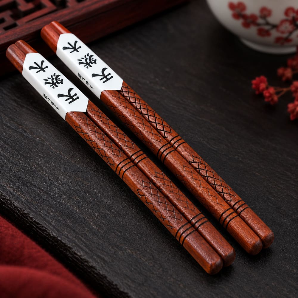 Baguettes Chinoises Réutilisables – Bois Nervuré