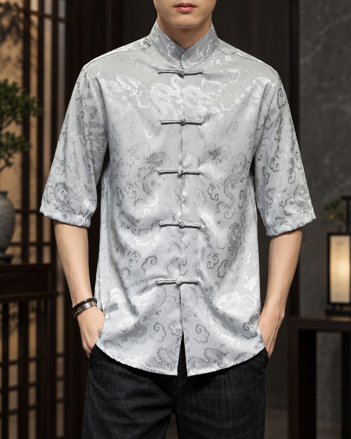 Chemise Chinoise Homme Col Mao
