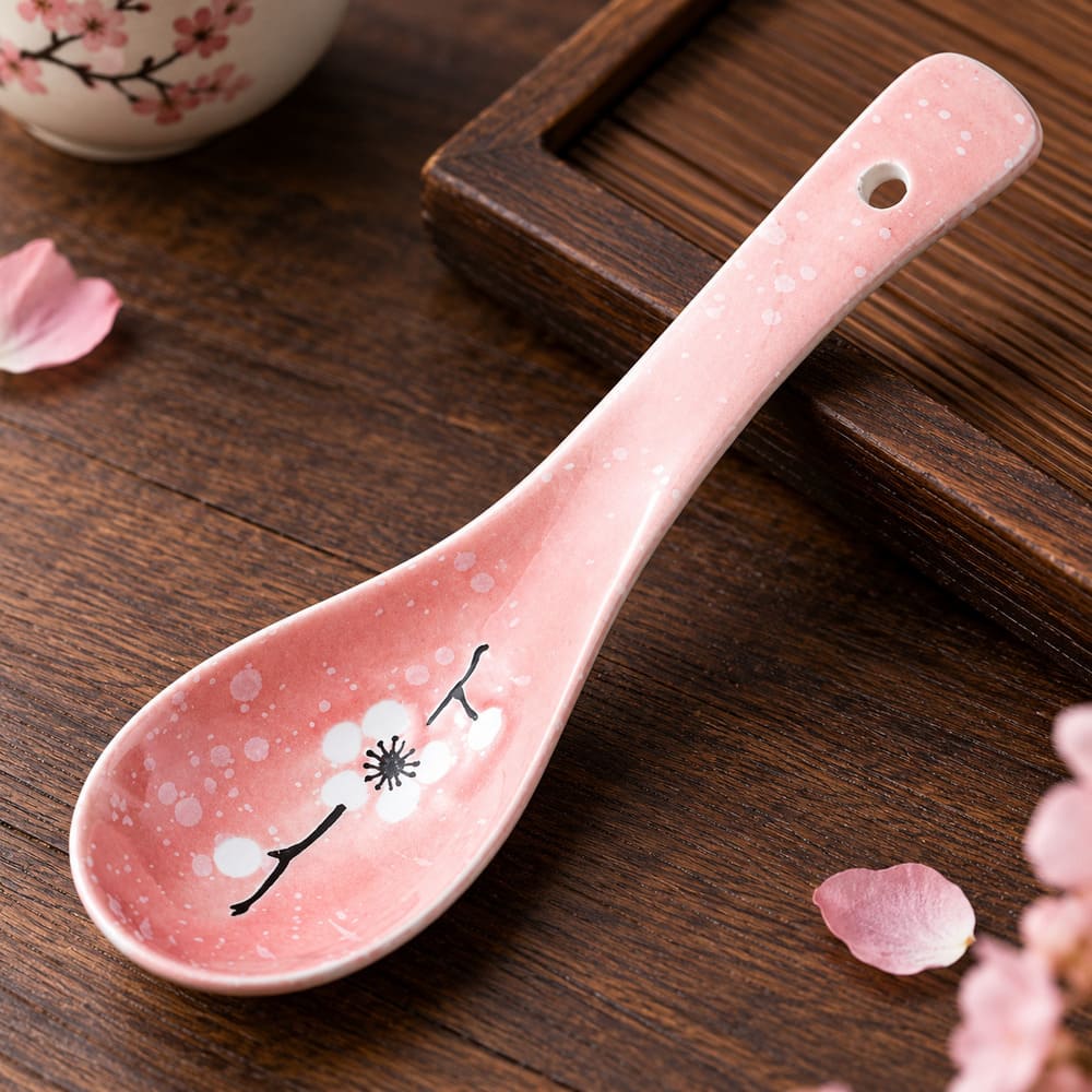 Cuillère Chinoise Céramique Fleurie