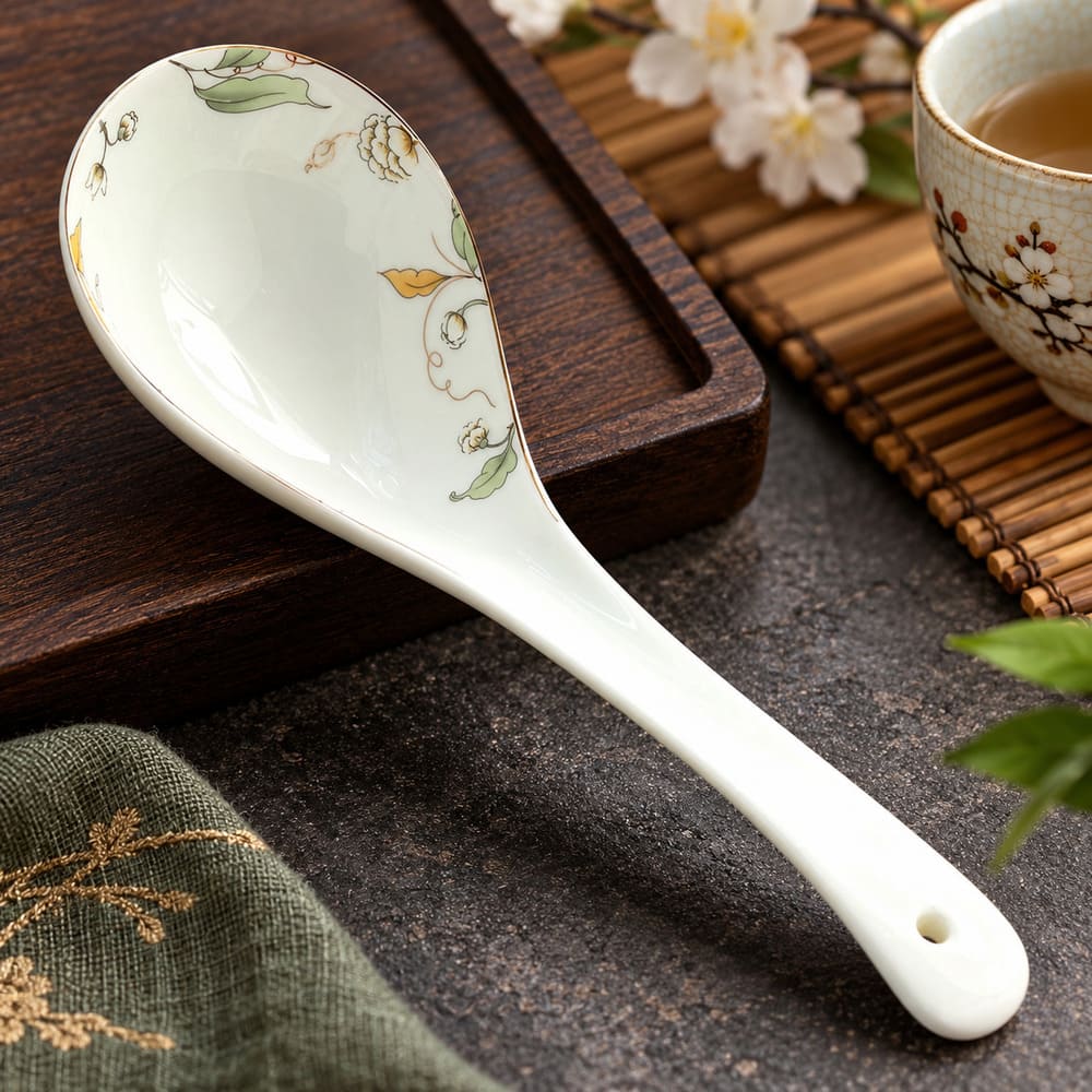 Cuillère Chinoise Feuilles et Fleurs