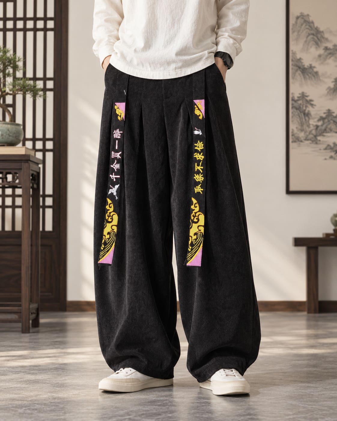 Jogging Ceinture à Symboles Chinois