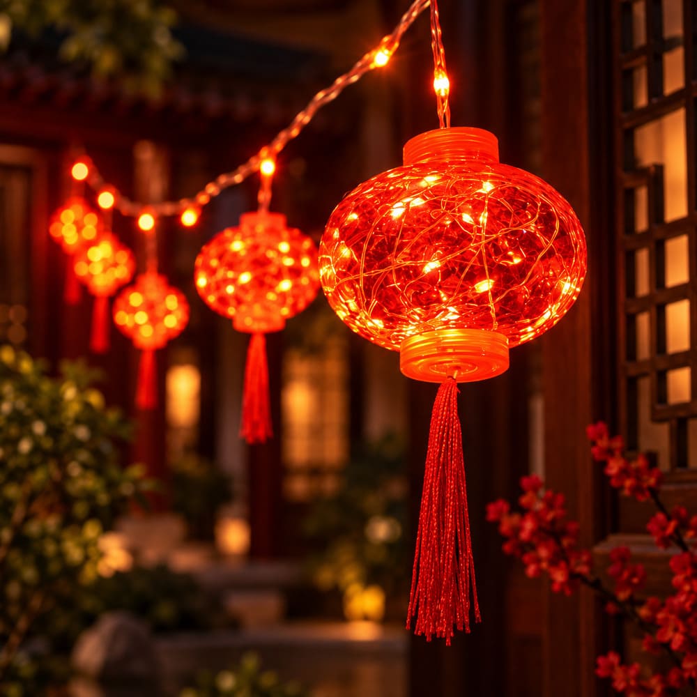 Lampion Chinois Rouge Lumineux