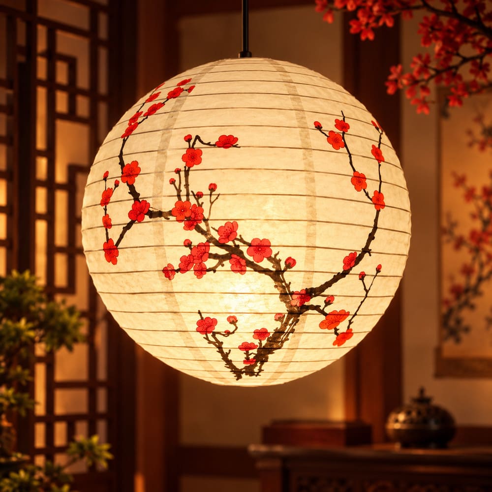 Lampion Rond Branches en Fleurs