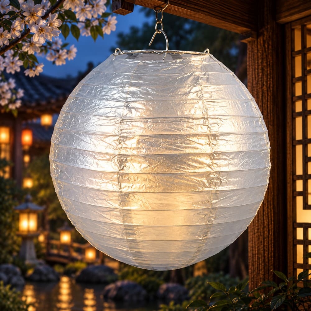 Lampion Rond Gris Argenté
