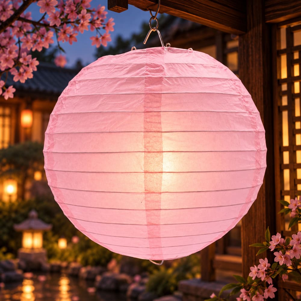 Lampion Rond Rose Pastel