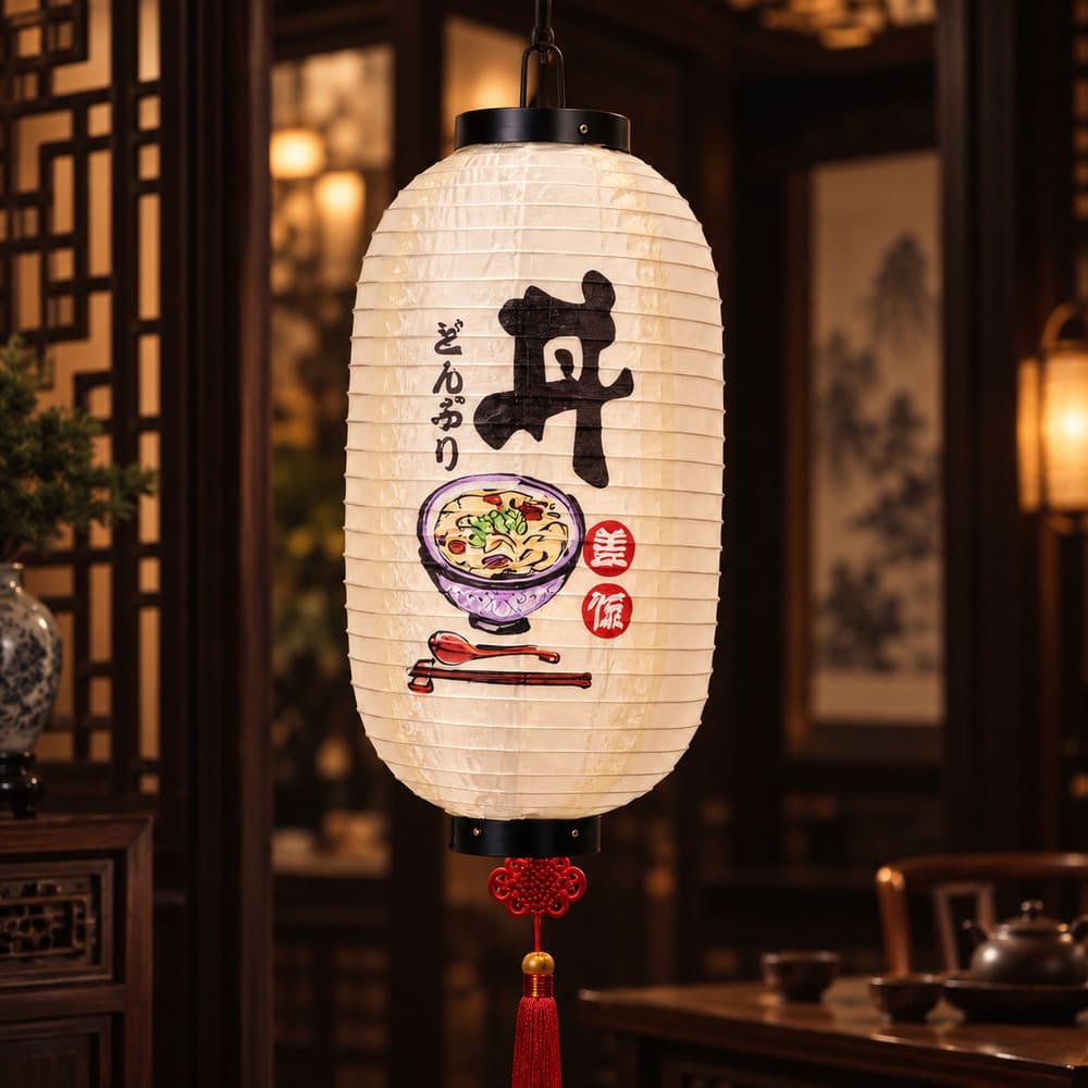 Lampion Suspendu – Bol et Signes Chinois