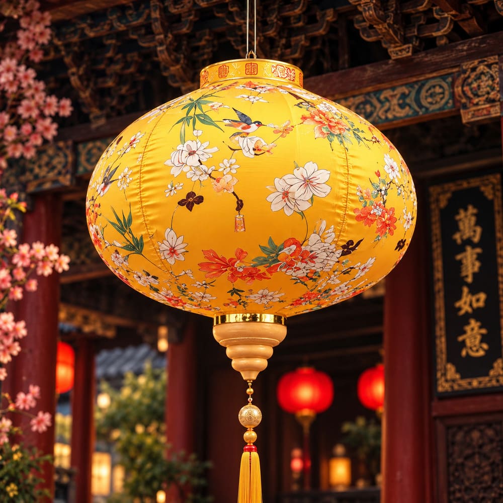 Lanterne Chinoise Fleurs Célestes