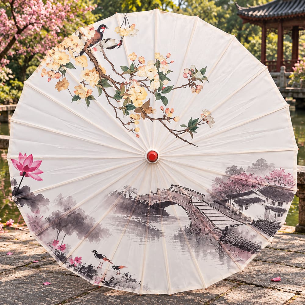 Ombrelle Chinoise Paysage Vintage