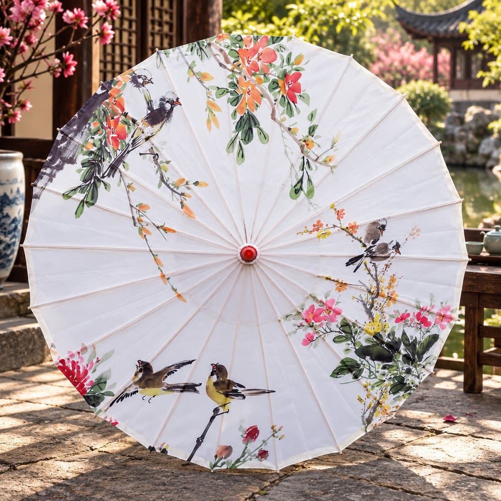 Ombrelle Chinoise – Fleurs et Drôles d’Oiseaux