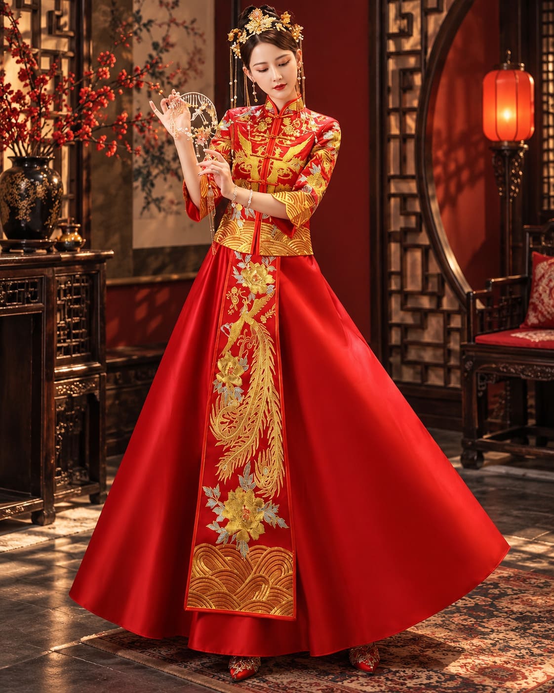 Robe Chinoise Mariage Traditionnel – Rouge et Doré