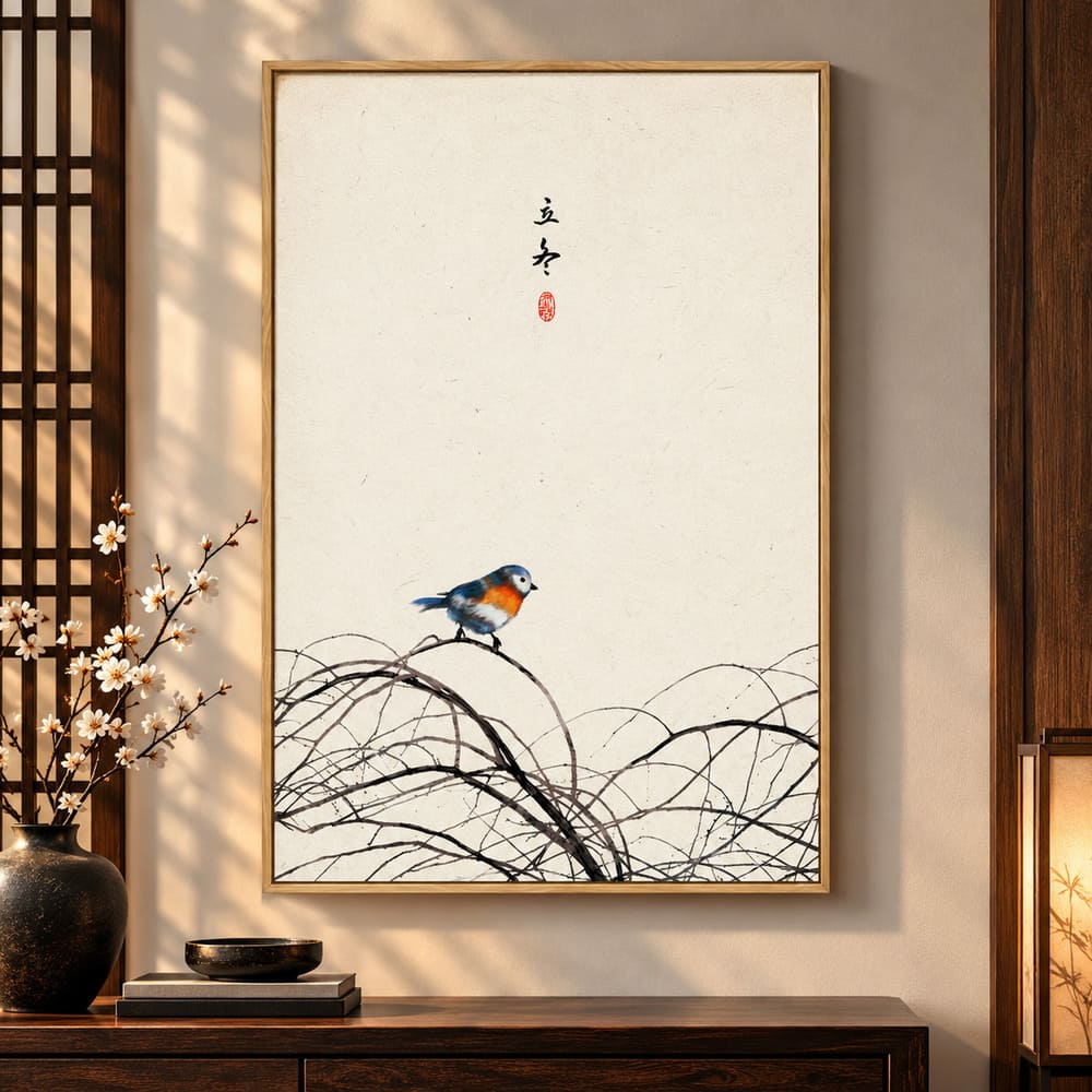 Tableau Chinois Oiseau sur Branche