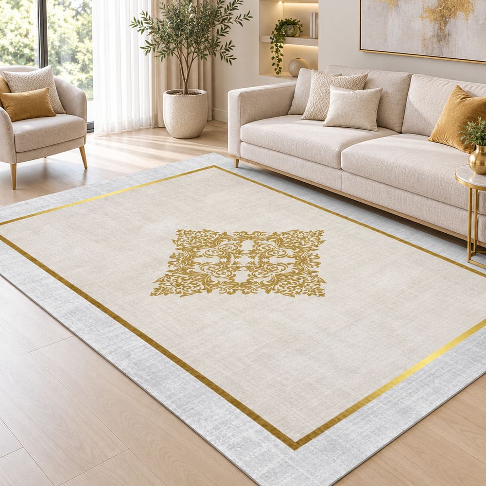 Tapis Chinois Beige et Doré